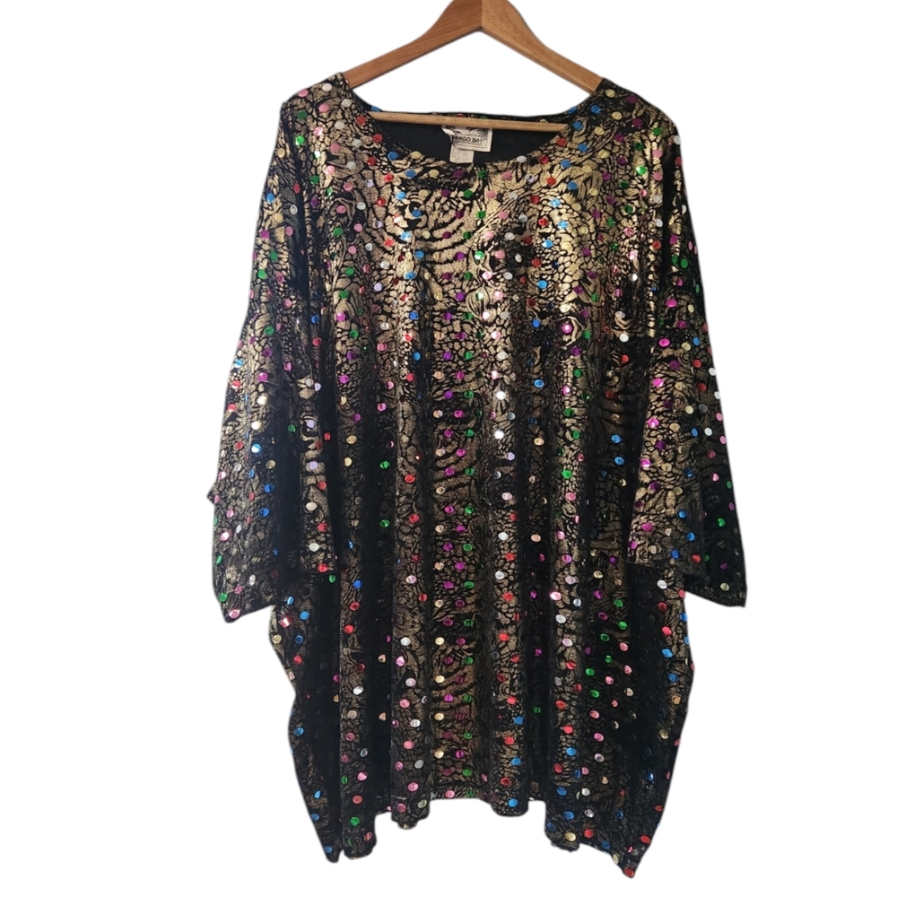 Vintage 80s Animal Print Velvet Sequined Top Holiday Rainbow Party Festive XXXL